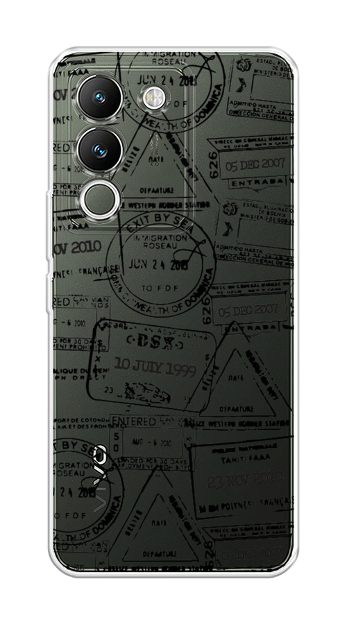 

Чехол на Vivo V29e 5G "Visa stamps 2", Белый;черный;серый, 269650-1