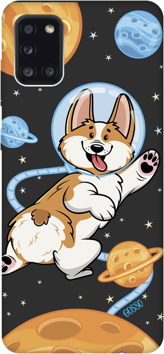 

Матовый чехол на Samsung Galaxy A31 "CosmoCorgi" черный, Черный;коричневый, 2509