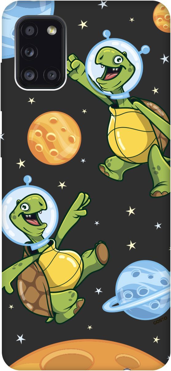 

Матовый чехол на Samsung Galaxy A31 "CosmoTurtles" черный, Черный;бежевый, 2509
