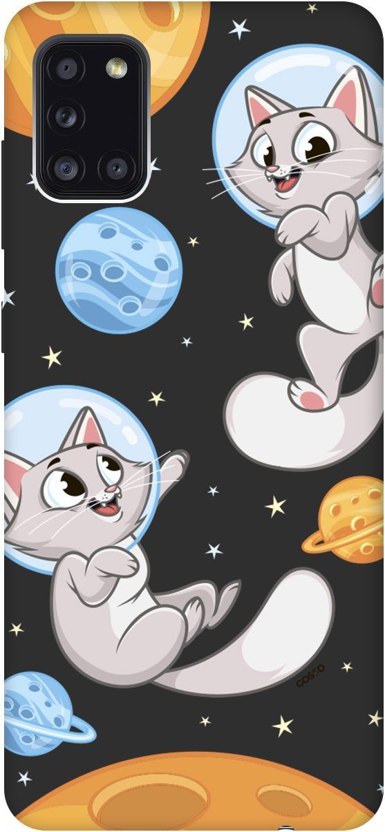 

Матовый чехол на Samsung Galaxy A31 "CosmoCats" черный, Черный;серый, 2509