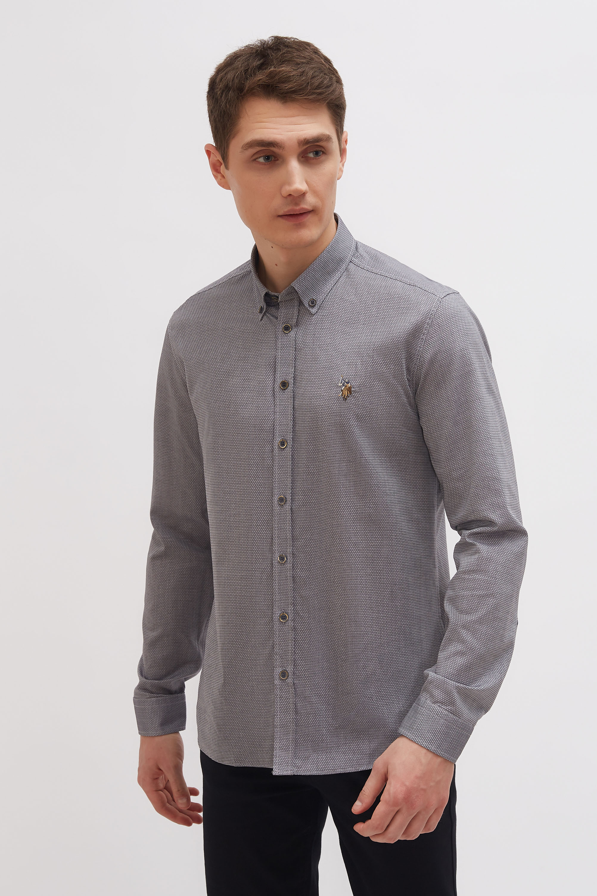 

Рубашка мужская U.S. POLO Assn. G081SZ0040NOVAYA20K серая M, G081SZ0040NOVAYA20K