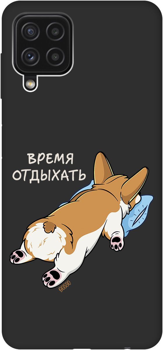 

Чехол на Samsung Galaxy A22 "Relax for corgi" черный, Черный;белый, 2065