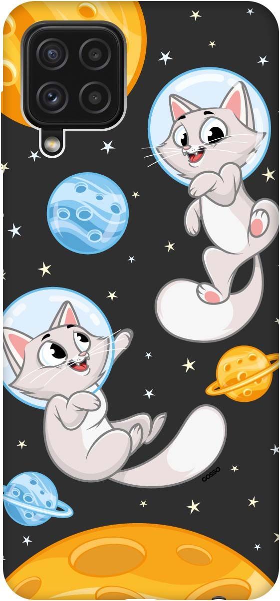 

Чехол на Samsung Galaxy A22 "CosmoCats" черный, Черный;серый, 2065
