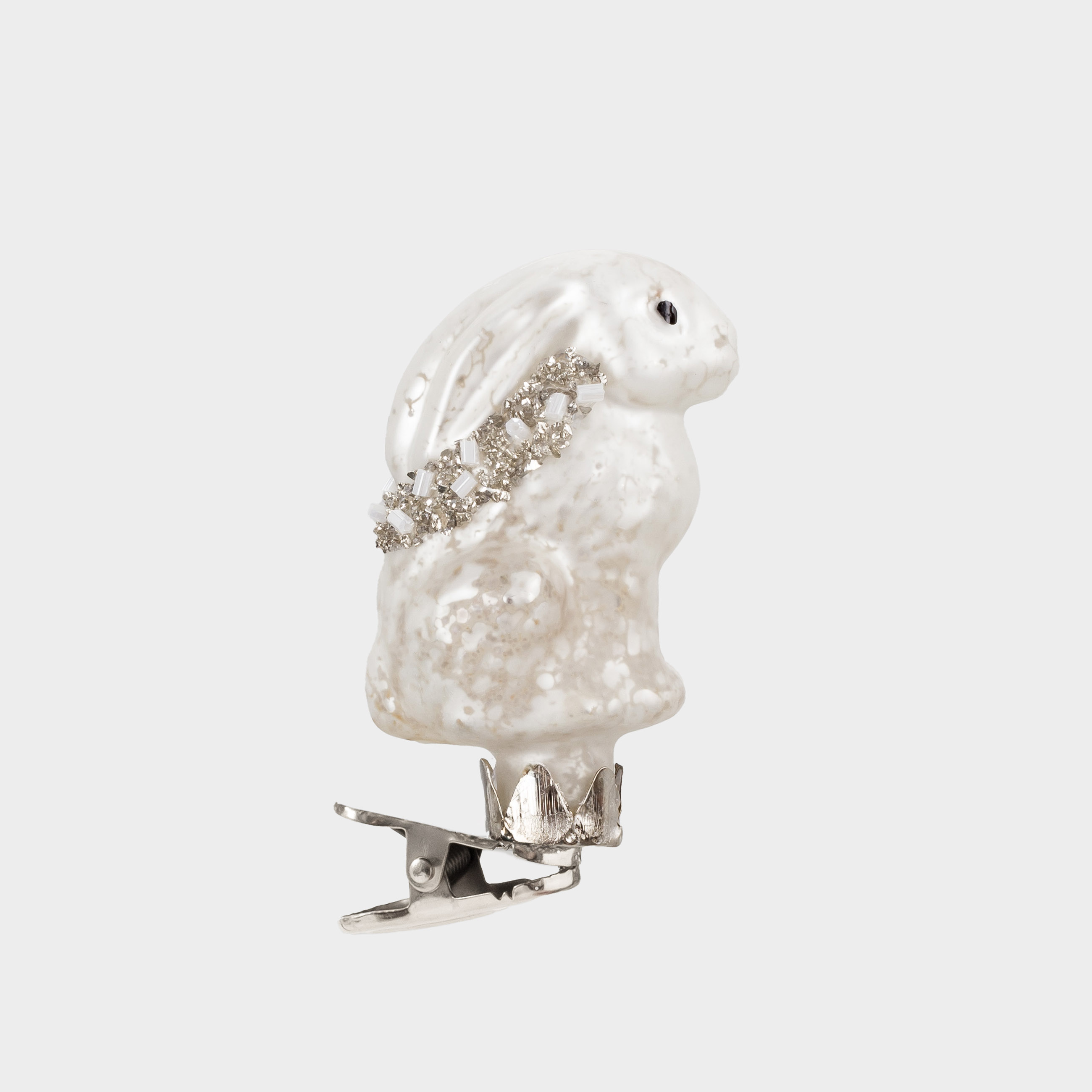 

Игрушка елочная, 5 см, на клипсе, стекло, белая, Кролик, Figure christmas, Белый