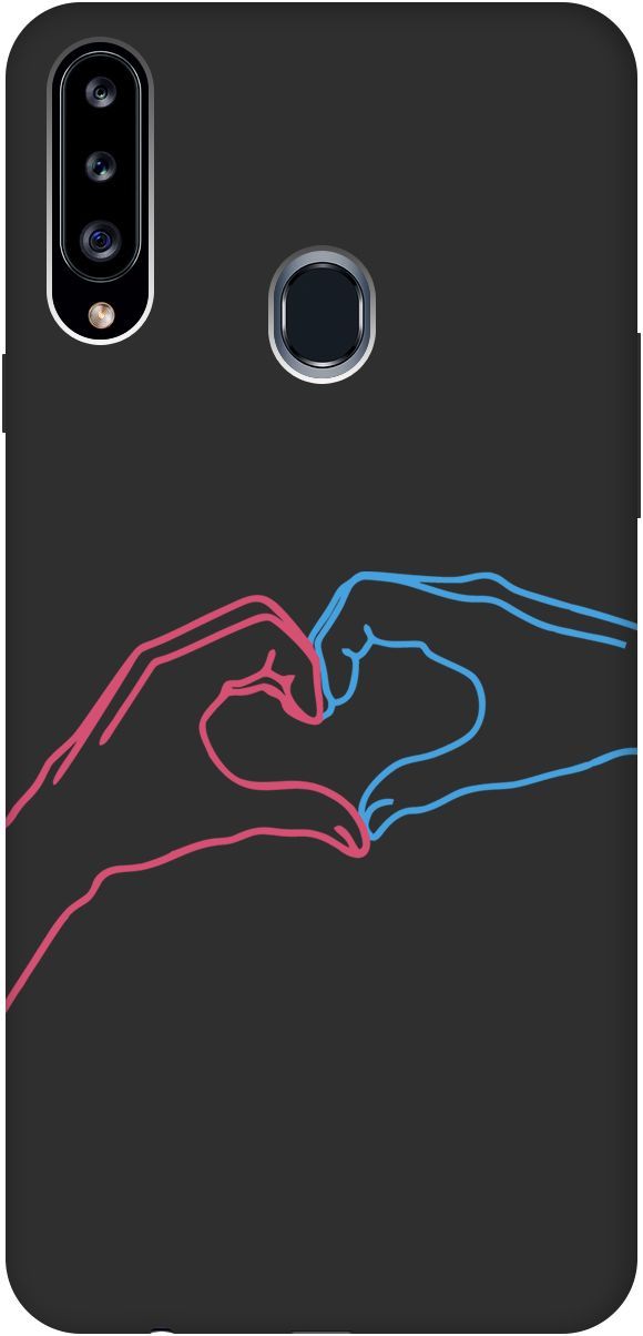 

Матовый чехол на Samsung Galaxy A20s "Fall in Love" черный, Черный;голубой, 2505