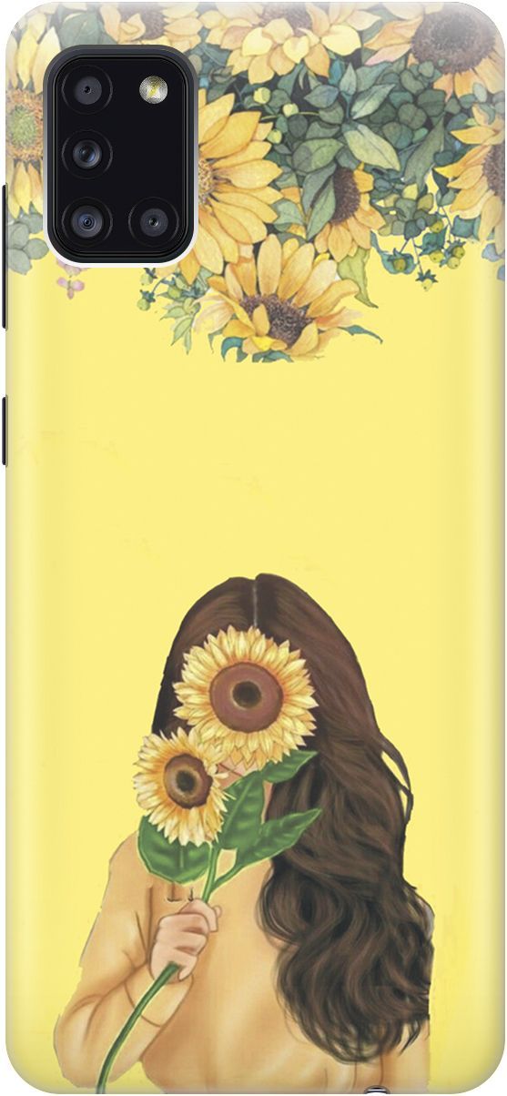 

Силиконовый чехол на Samsung Galaxy A31 "Девушка и подсолнухи", Желтый;оранжевый, 4621