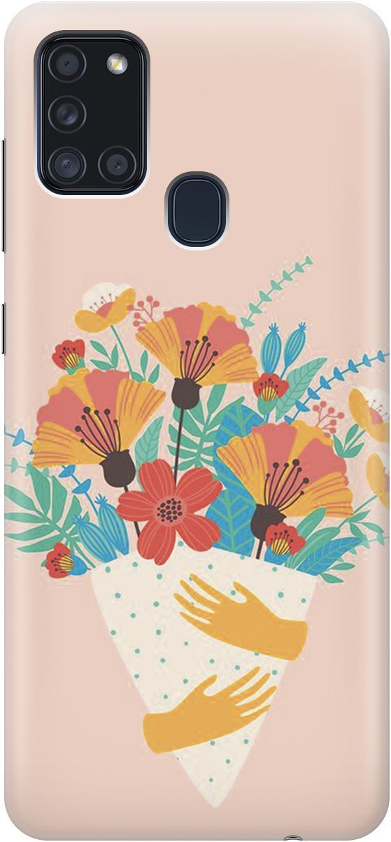 

Силиконовый чехол на Samsung Galaxy A21s "Букет на розовом", Красный;розовый, 4617
