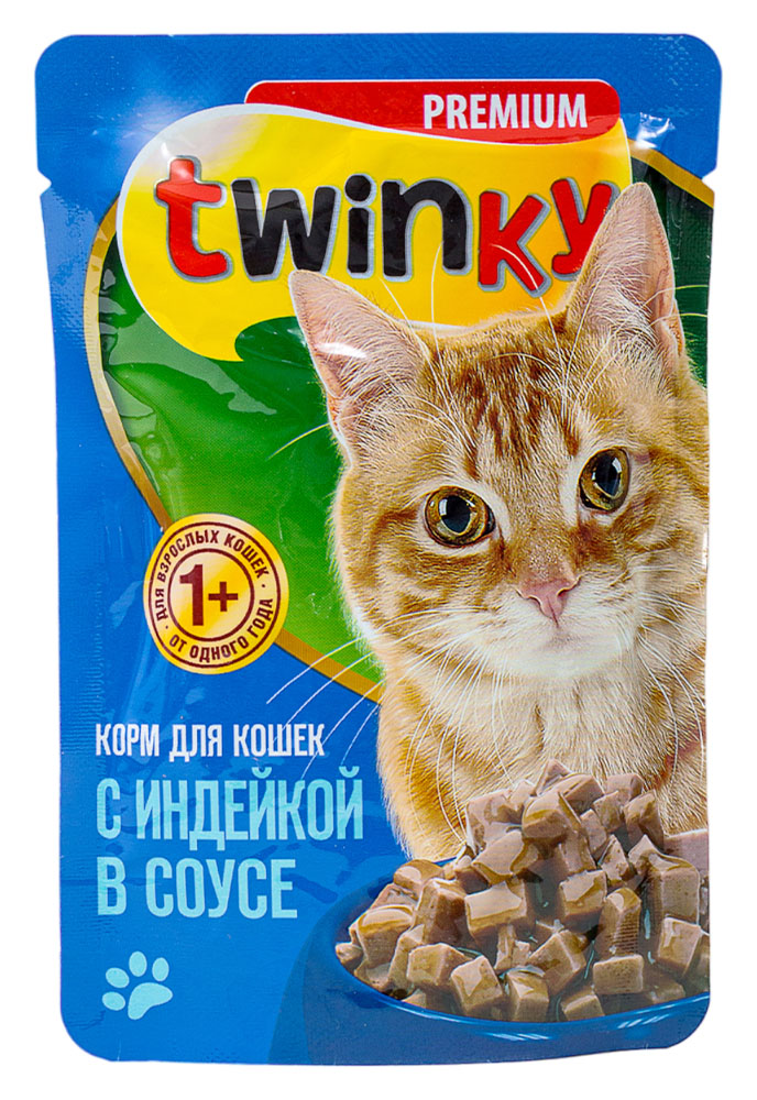 

Влажный корм для кошек Twinky с индейкой, 100 г