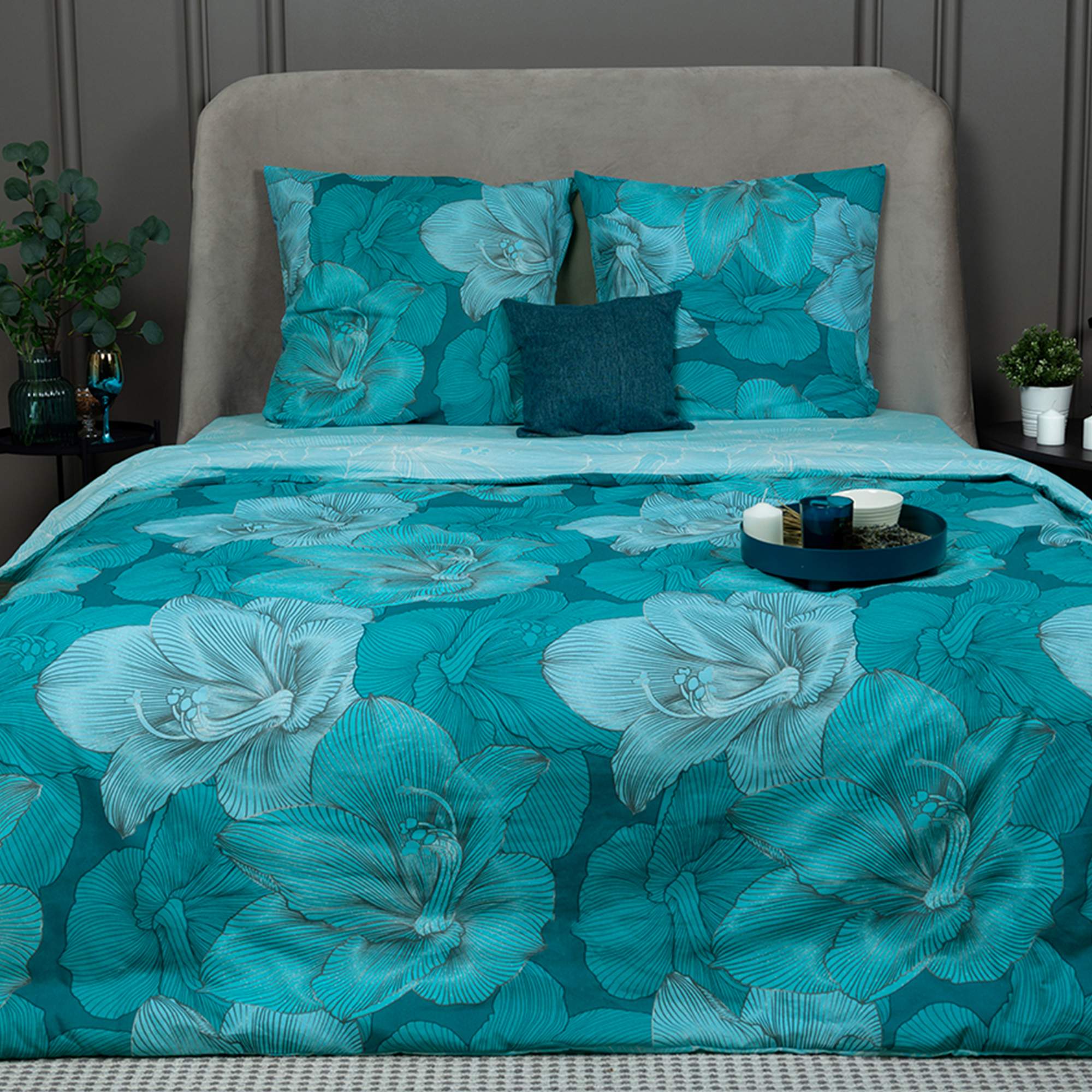 Постельное белье Семейное GALTEX Комфорт Компаньон бязь Богема бирюзовый