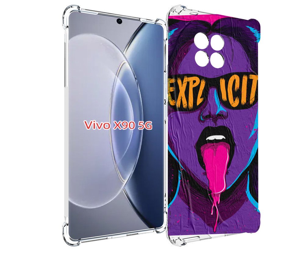 Чехол MyPads фиолетовая-девушка-в-очках женский для Vivo X90