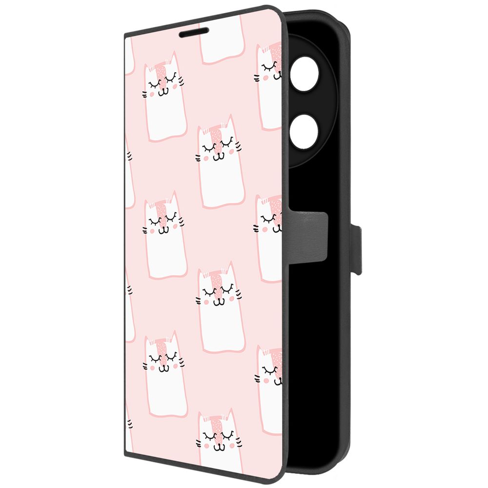 

Чехол-книжка Krutoff Eco Book для TECNO Camon 30 Pro 5G Котики паттерн (черный)