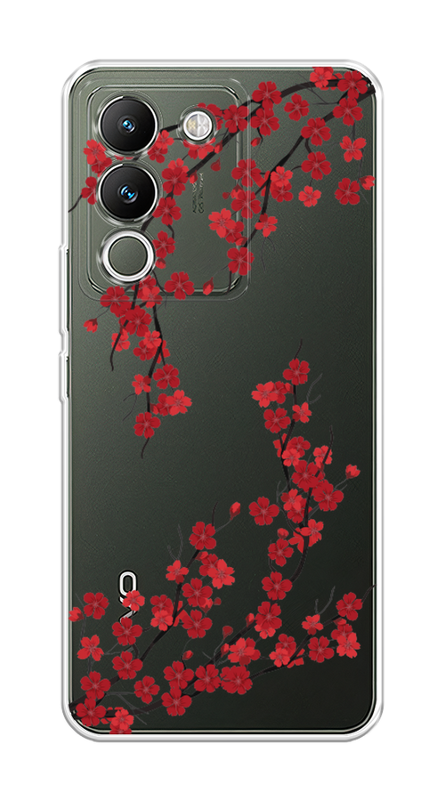 

Чехол на Vivo V29e 5G "Красная сакура", Красный;черный, 269650-1