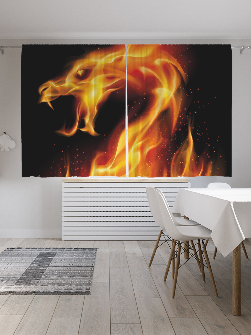 

Шторы с фотопечатью JoyArty "Огненный дракон" из сатена, 290х180 см