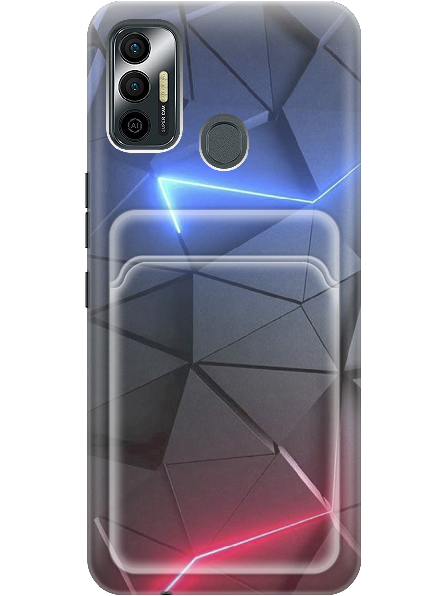 

Силиконовый чехол на Tecno Spark 7 с рисунком "Графитовые грани", Серый;синий, 20012060
