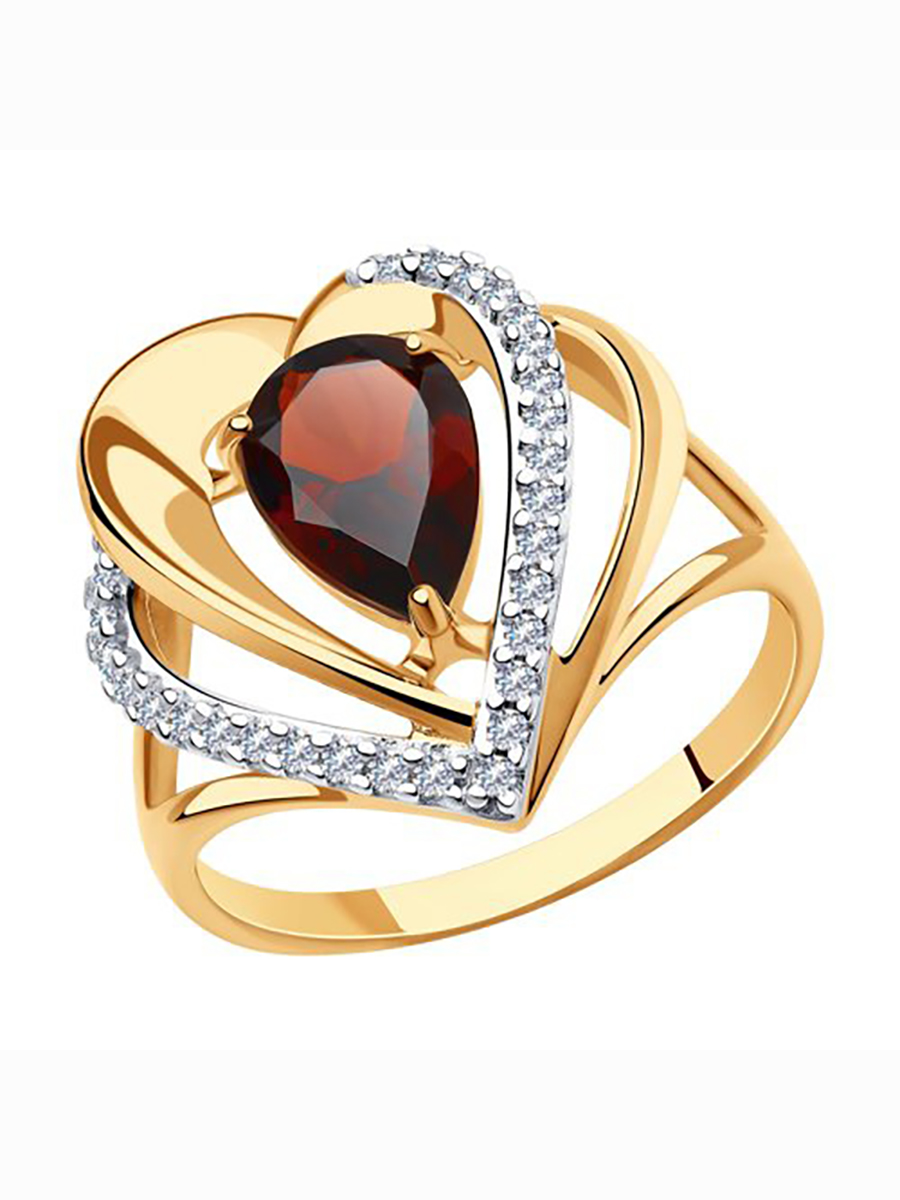 

Кольцо женское из серебра с гранатом 585Gold 701009911, р, 701009911