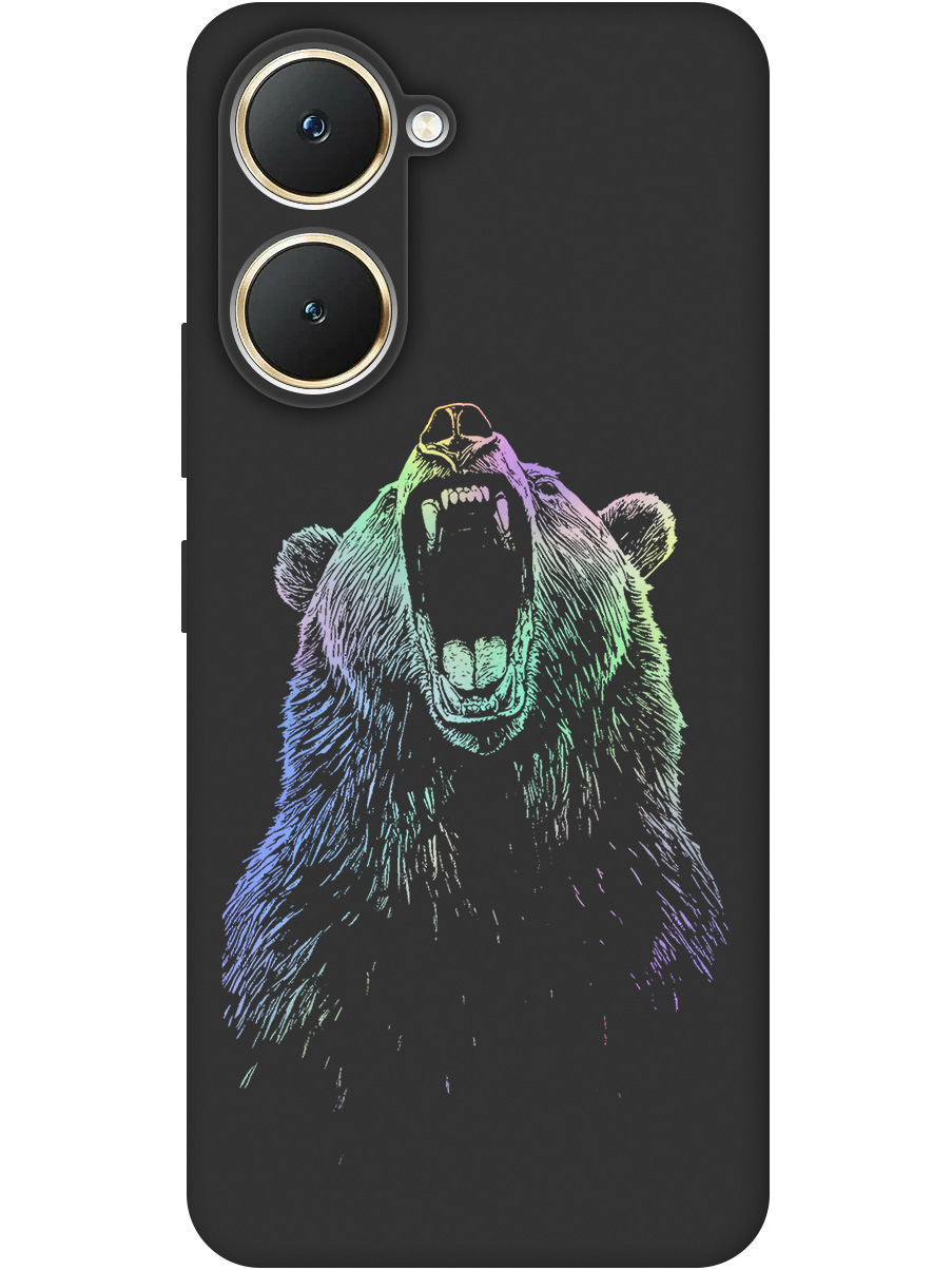 

Силиконовый чехол на Vivo Y03 с принтом "Медведь Гризли" матовый черный, Черный;серебристый, 783986813