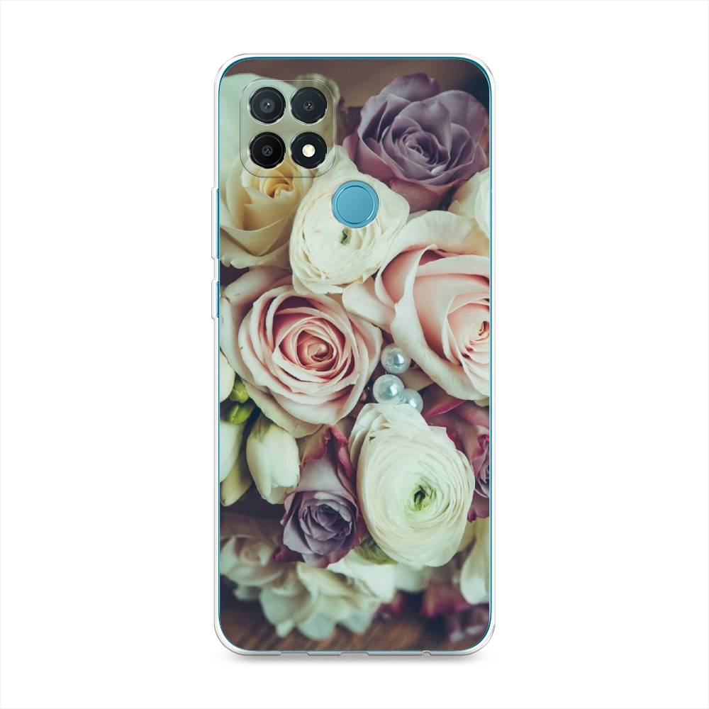 

Чехол на Oppo A15 "Свадебный букет", Белый;фиолетовый, 255650-2