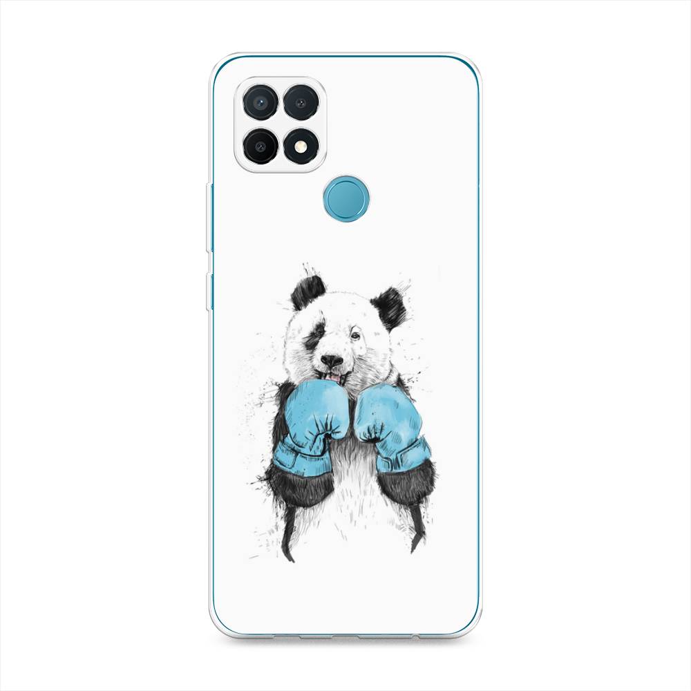 

Чехол на Oppo A15 "Панда боксер", Голубой;белый;серый, 255650-1