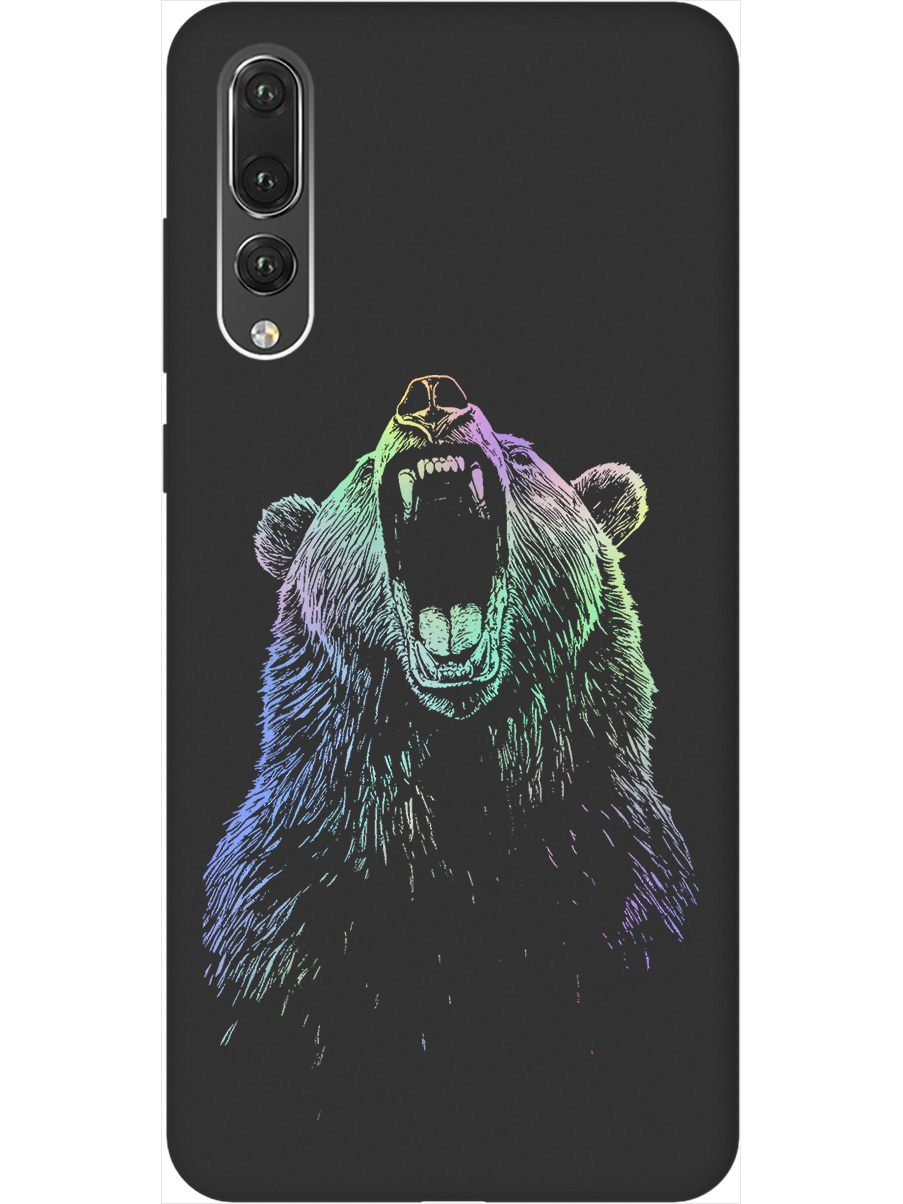 

Силиконовый чехол на Huawei P20 Pro с принтом "Медведь Гризли" матовый черный, Черный;серебристый, 717872313
