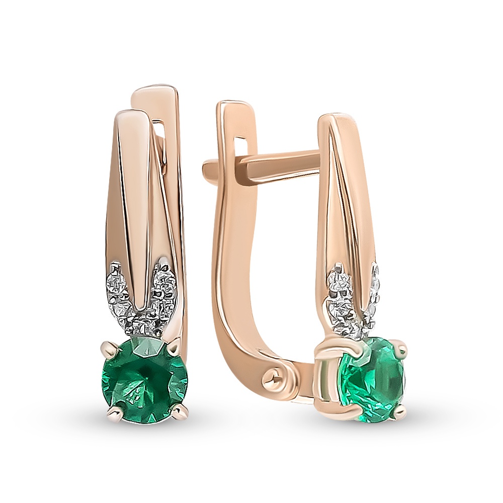 

Серьги из красного золота 585Gold 102007052, изумруд искусственный, 102007052