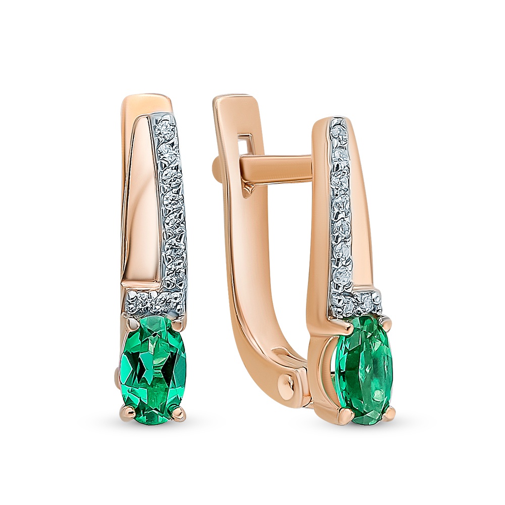 

Серьги из красного золота с изумрудом, фианитом 585Gold 102007065, 102007065