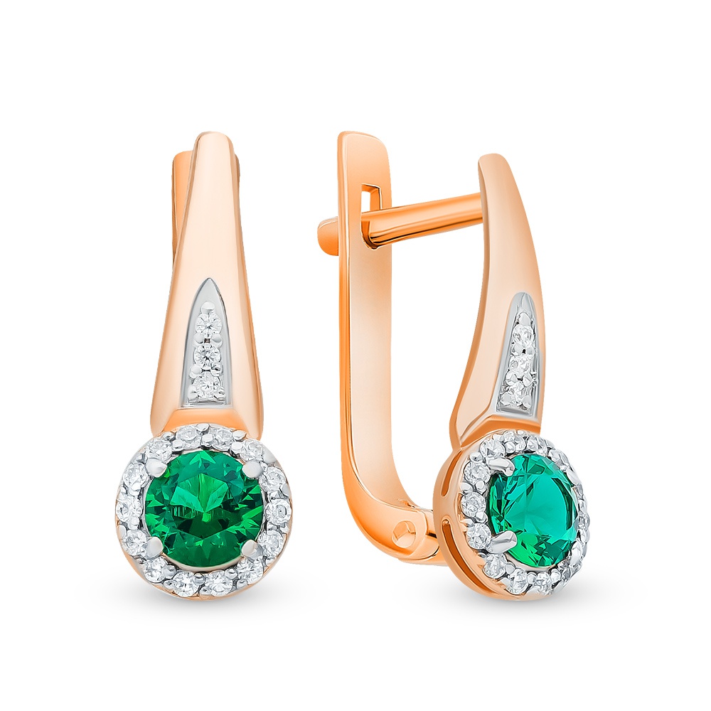 

Серьги из красного золота с изумрудом, фианитом 585Gold 102007069, 102007069