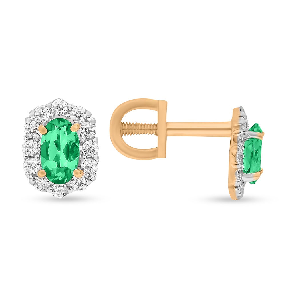 

Серьги из красного золота с изумрудом, фианитом 585Gold 102006769, 102006769