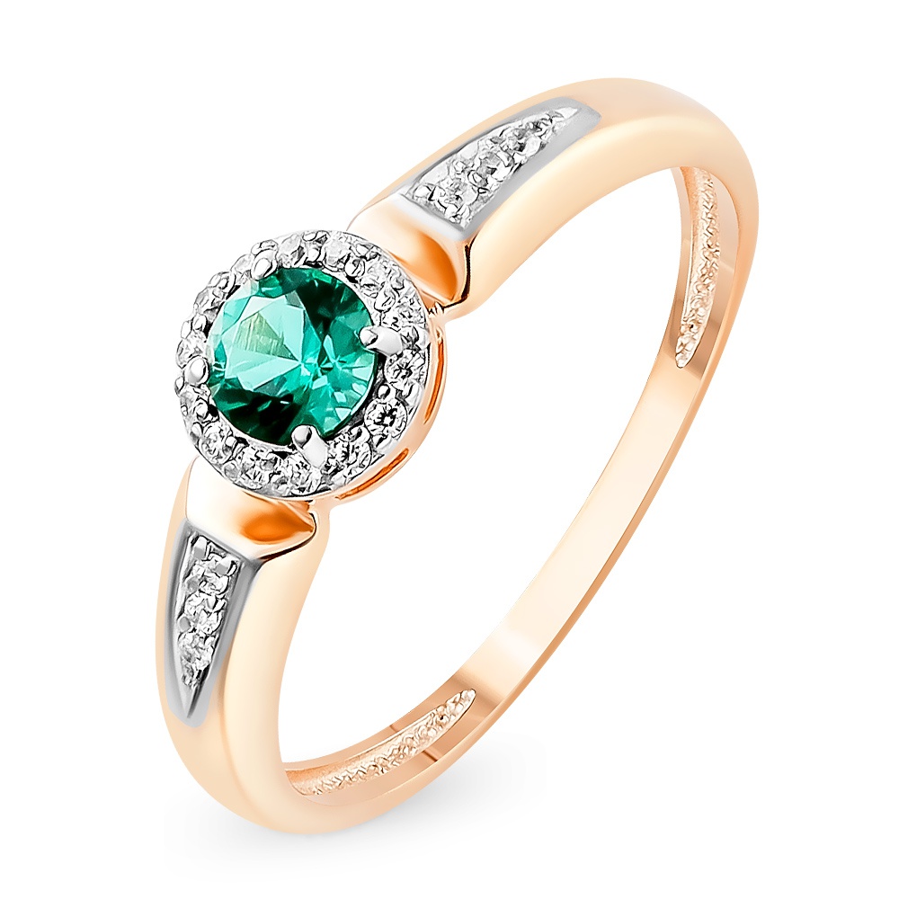

Кольцо женское из красного золота с изумрудом, фианитом 585Gold 101013469, р, 101013469