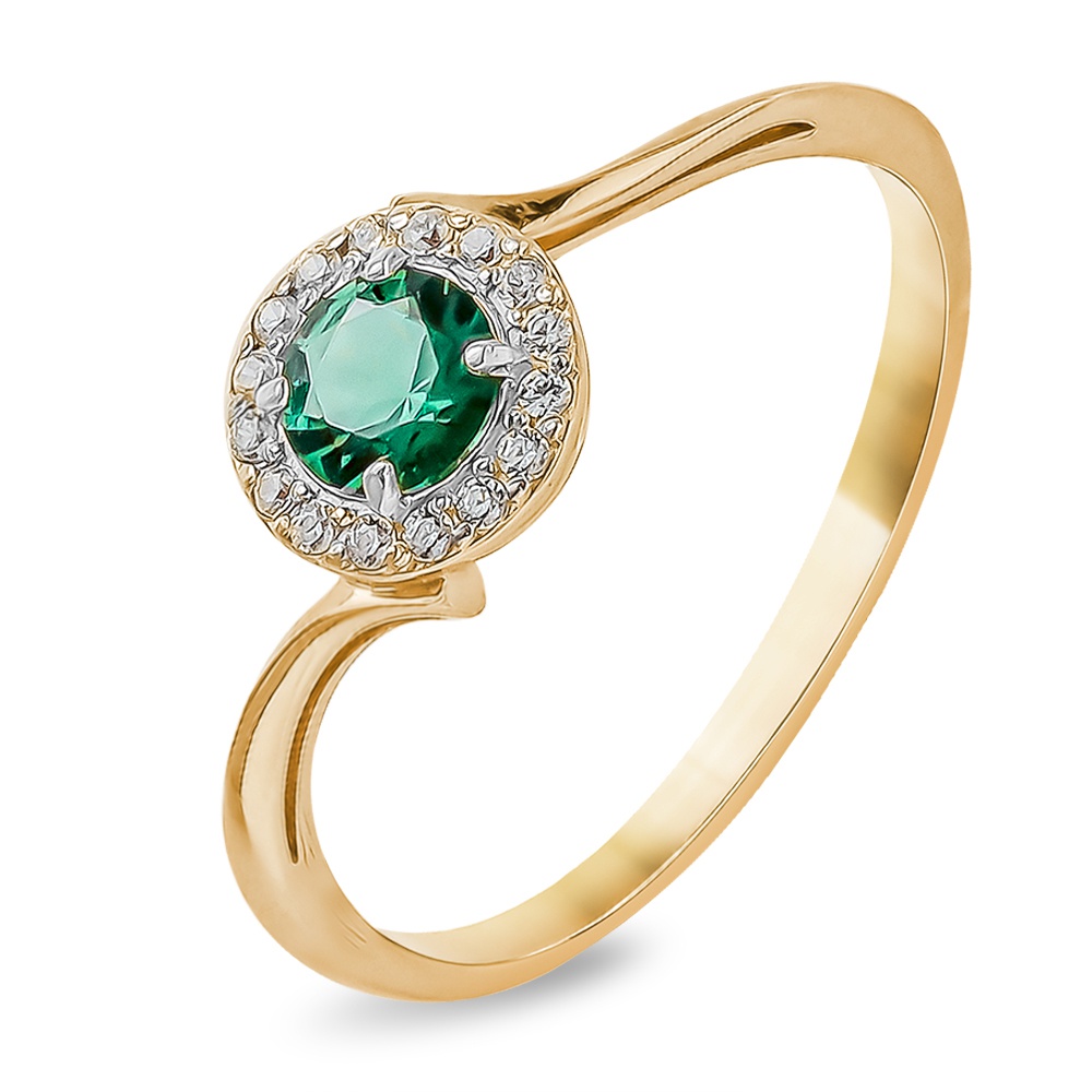 

Кольцо женское из красного золота с изумрудом, фианитом 585Gold 101013457, р, 101013457