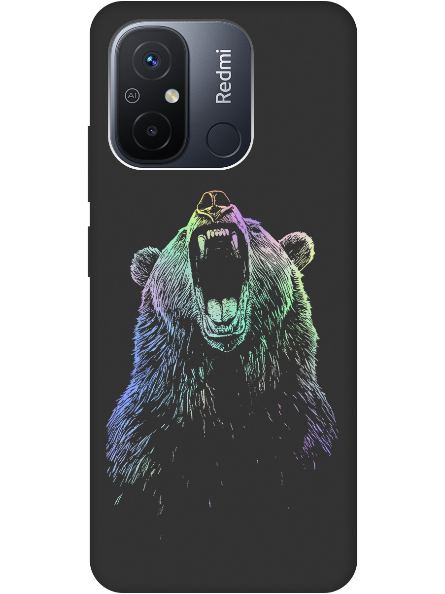 

Силиконовый чехол на Xiaomi Redmi 12C с принтом "Медведь Гризли" матовый черный, Черный;серебристый, 766734813
