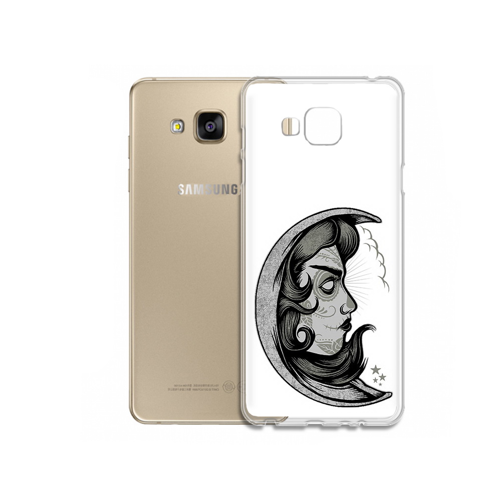 

Чехол MyPads Tocco для Samsung Galaxy J5 Prime черно белая луна с лицом (PT66772.570.680), Прозрачный, Tocco