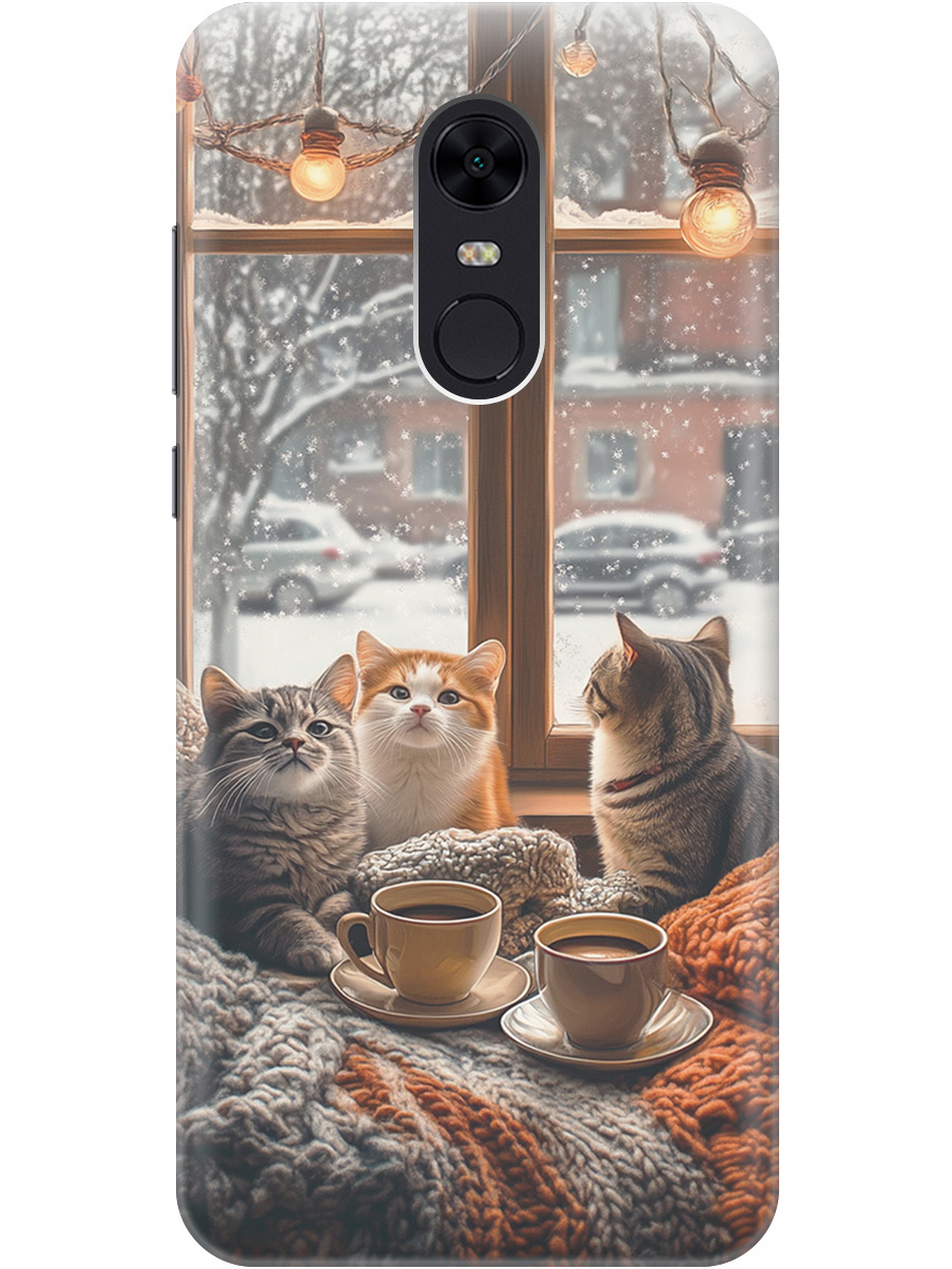 

Силиконовый чехол на Xiaomi Redmi 5 Plus с принтом "Котики на подоконнике", Прозрачный;бежевый;белый;желтый;серый, 717097512