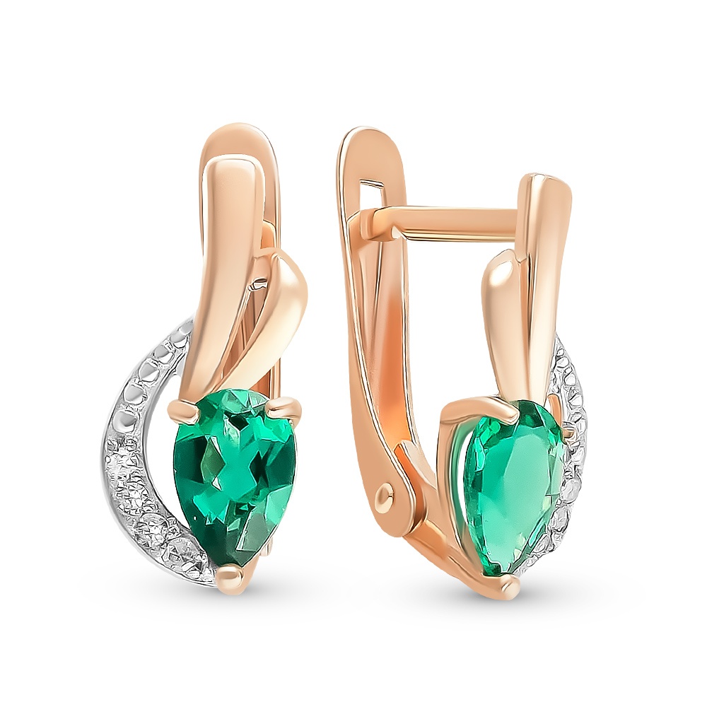 

Серьги из красного золота 585Gold 102007291, изумруд искусственный, 102007291