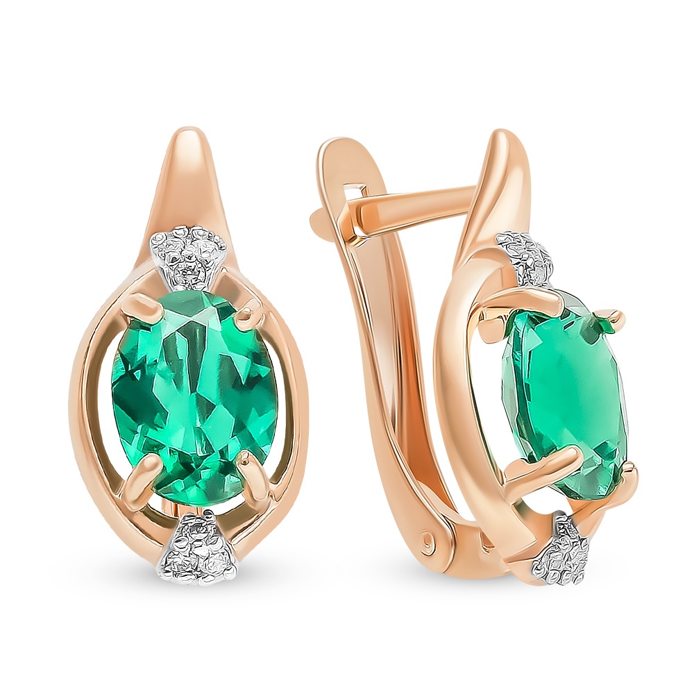 

Серьги из красного золота 585Gold 102007283, изумруд искусственный, 102007283