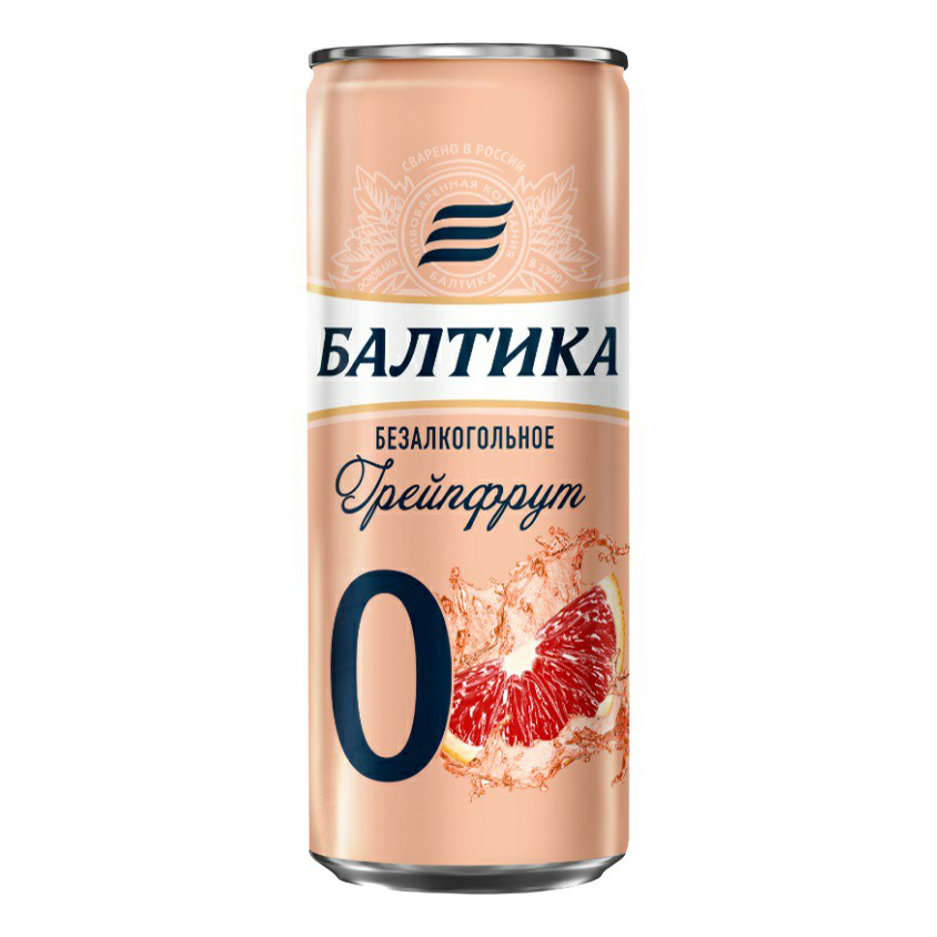 Пивной напиток безалкогольный Балтика № 0 Грейпфрут светлое пастеризованное 0,33 л