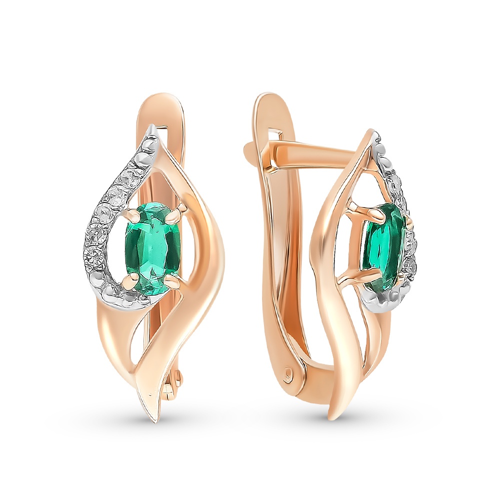 

Серьги из красного золота 585Gold 102007257, изумруд искусственный, 102007257