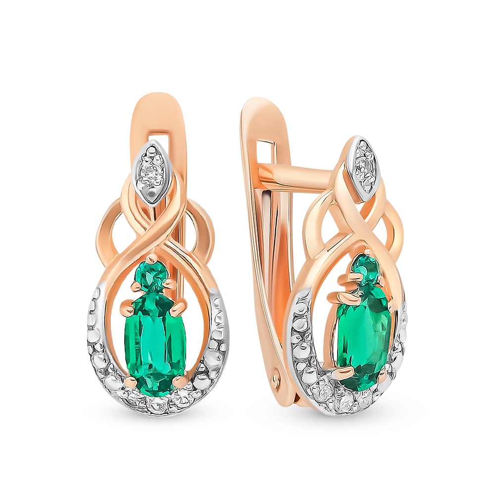 

Серьги из красного золота с изумрудом, бриллиантом 585Gold 102007255, 102007255