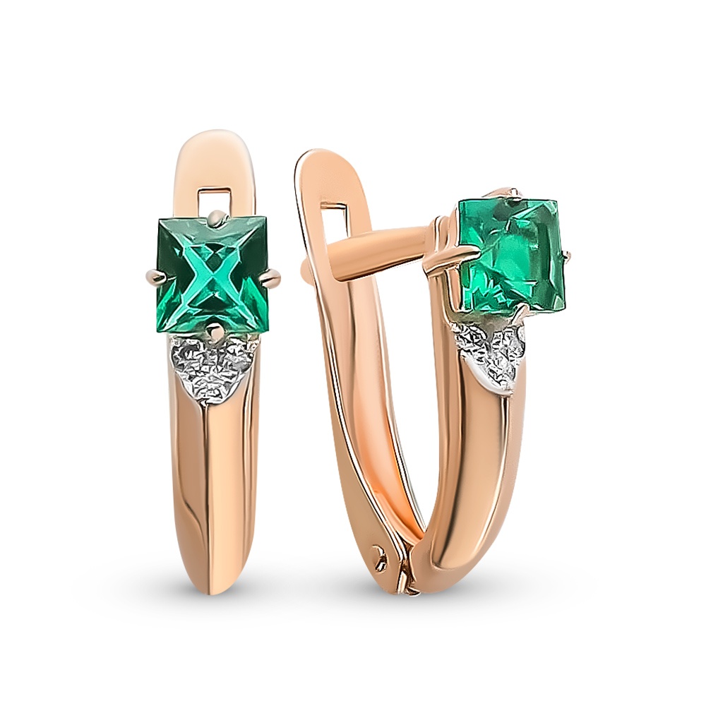 

Серьги из красного золота с изумрудом, бриллиантом 585Gold 102007251, 102007251