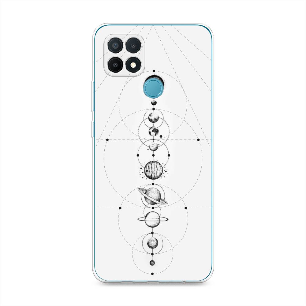 

Чехол на Oppo A15 "Парад планет", Серый, 255650-2