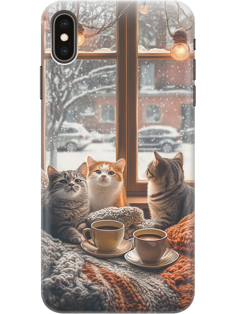 

Силиконовый чехол на Apple iPhone XS Max с принтом "Котики на подоконнике", Прозрачный;бежевый;белый;желтый;серый, 719086212