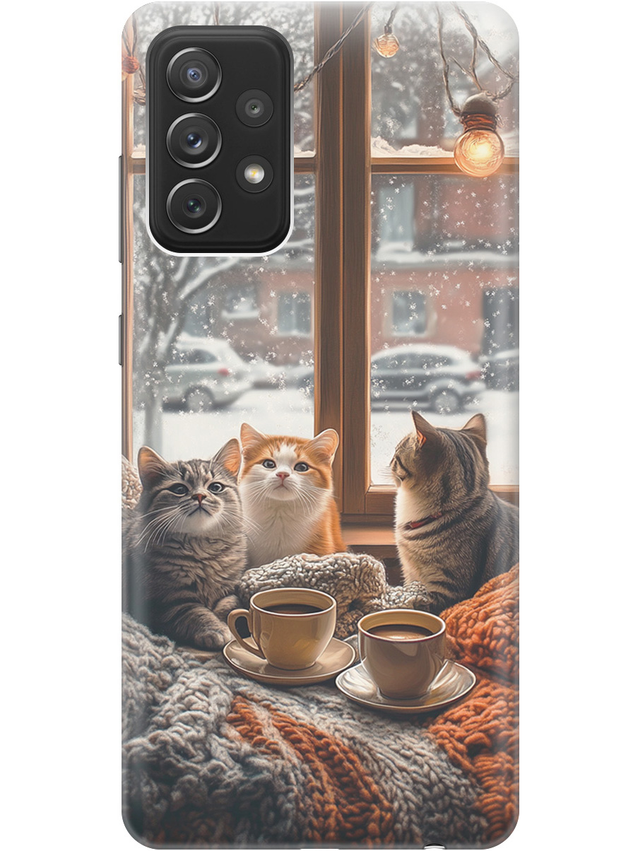 

Силиконовый чехол на Samsung Galaxy A72 с принтом "Котики на подоконнике", Прозрачный;бежевый;белый;желтый;серый, 724990212