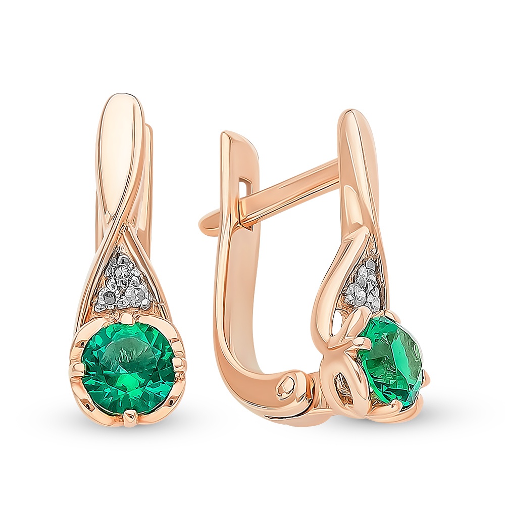 

Серьги из красного золота с изумрудом, бриллиантом 585Gold 202007860, 202007860