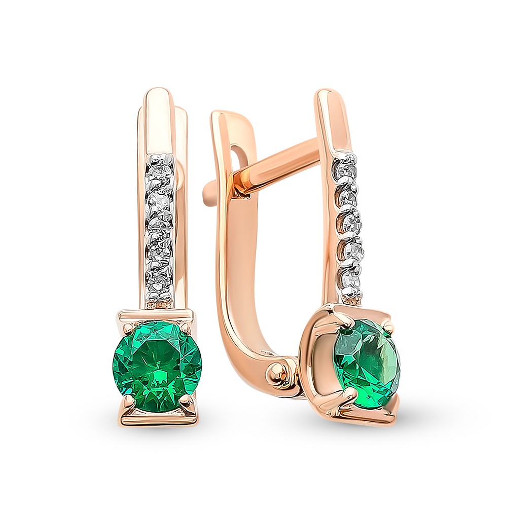 

Серьги из красного золота 585Gold 202007863, изумруд искусственный, 202007863
