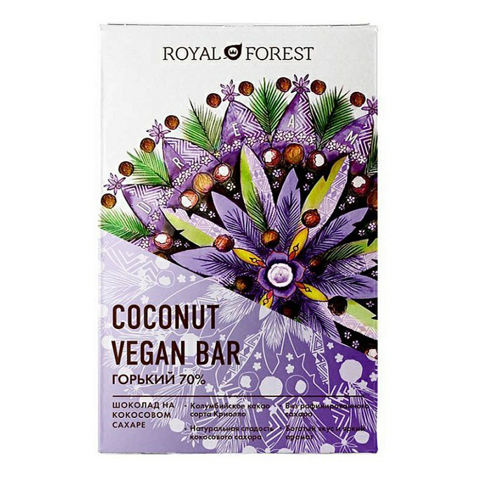 Шоколад Royal Forest Vegan Кокосовый горький 70% 50 г