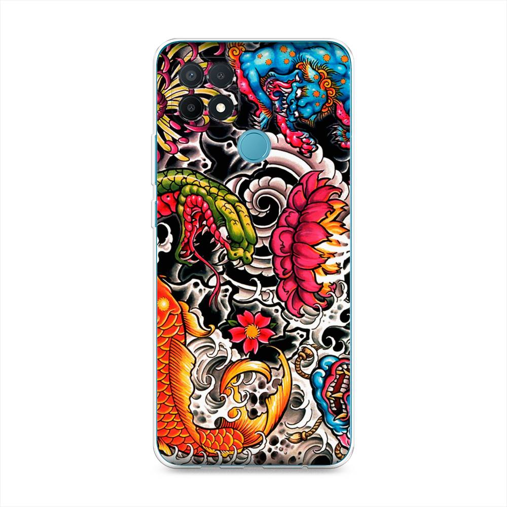 

Чехол на Oppo A15 "Японское искусство", Красный;оранжевый;голубой, 255650-4