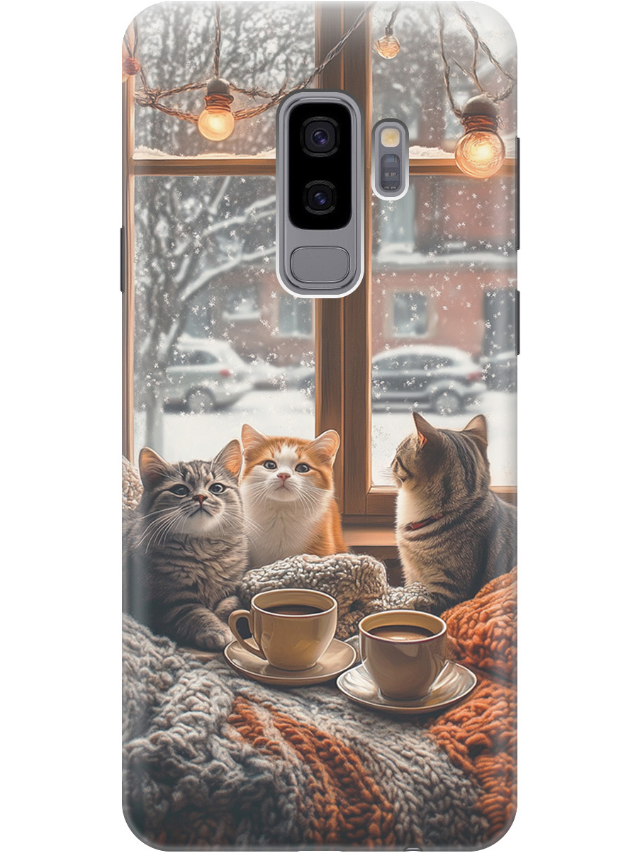 

Силиконовый чехол на Samsung Galaxy S9+ с принтом "Котики на подоконнике", Прозрачный;бежевый;белый;желтый;серый, 717439312
