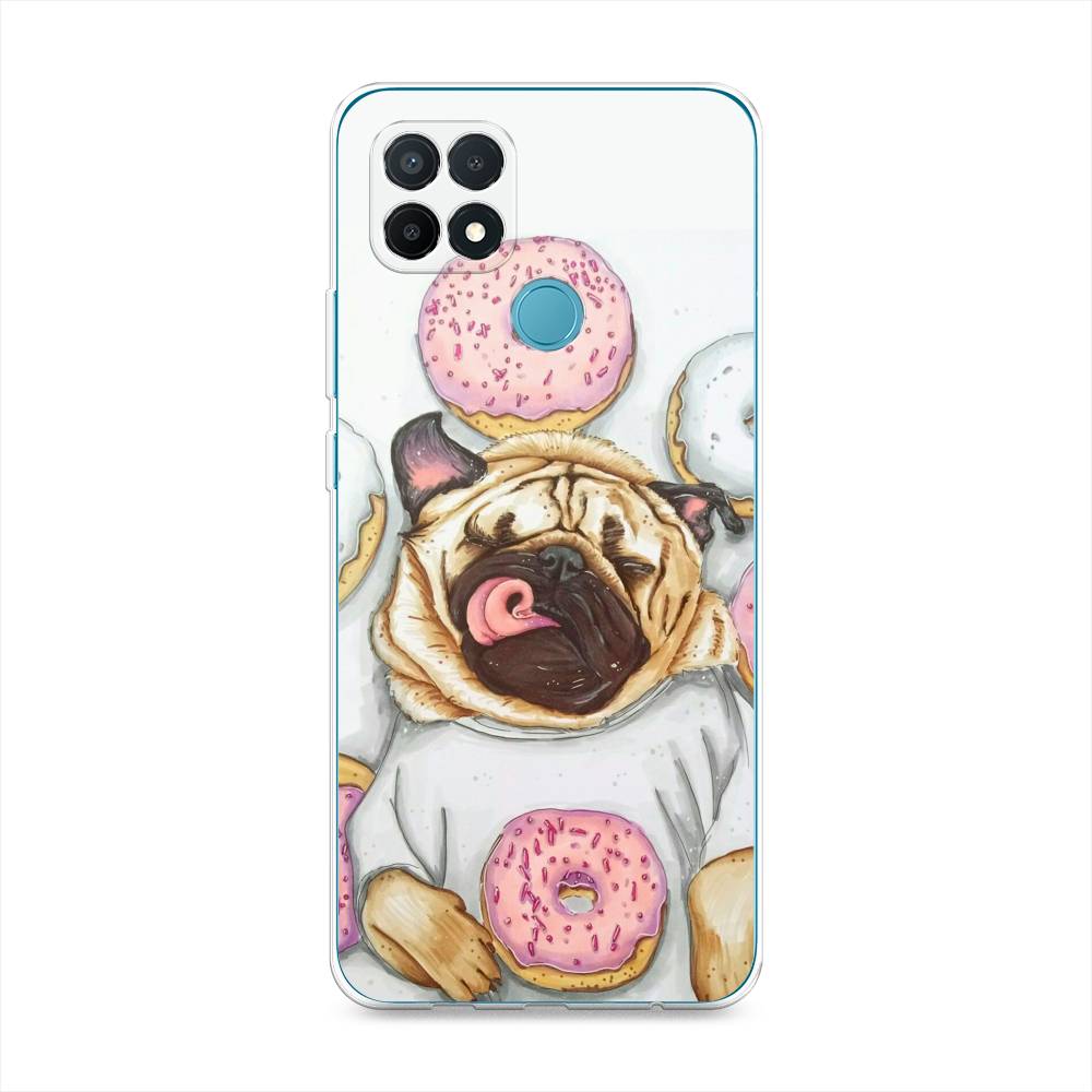 

Чехол на Oppo A15 "Счастливый мопс", Розовый;бежевый;коричневый, 255650-1