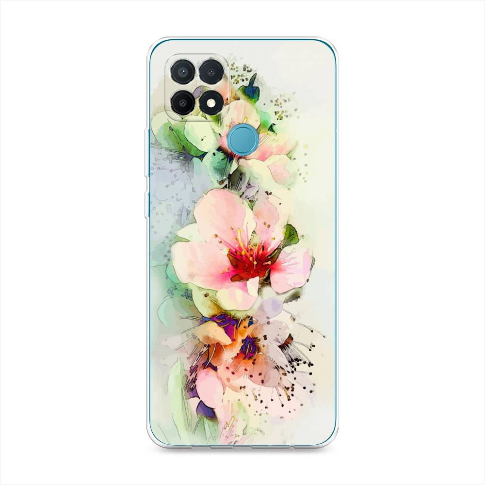 

Чехол на Oppo A15 "Нежные цветы", Зеленый;розовый, 255650-2