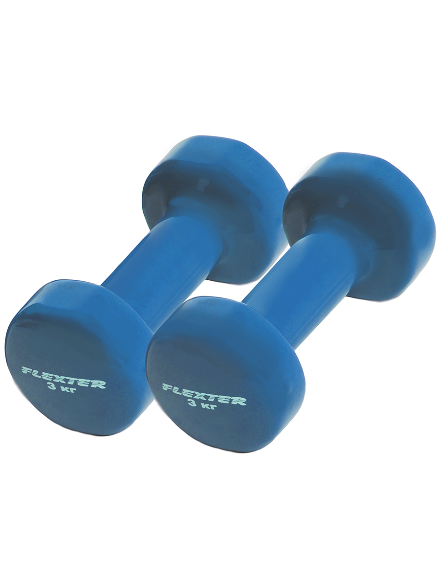 фото Гантели неопреновые для фитнеса flexter 3 кг синие