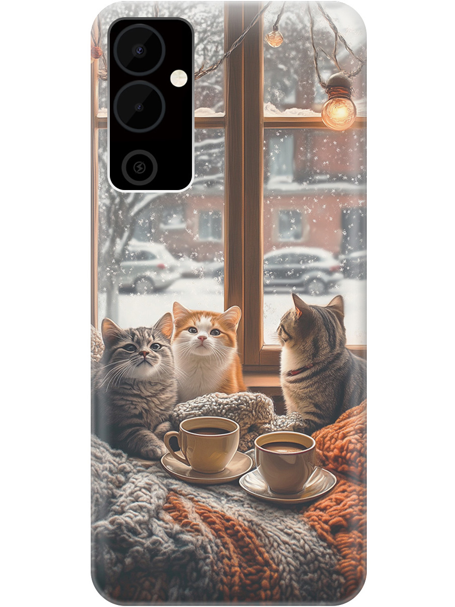 

Силиконовый чехол на Tecno Pova Neo 2 с принтом "Котики на подоконнике", Прозрачный;бежевый;белый;желтый;серый, 778682412